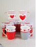 Heart Print Mug Set (set of 4) 350ml (12oz)